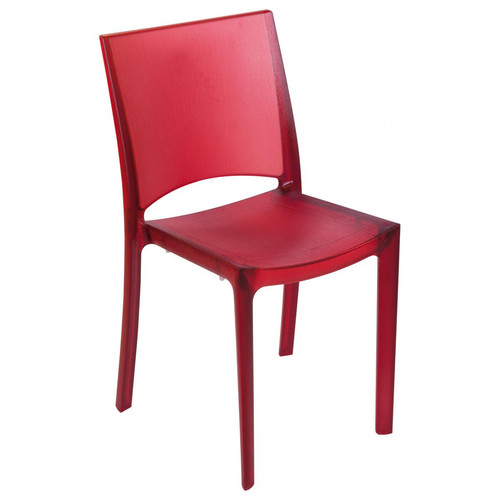3S. x Home - Chaise Design Rouge Opaque Fumée Transparente NILO - Saint Valentin Linge de maison