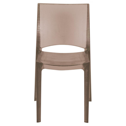 3S. x Home - Chaise Design Effet Croco Marron Fumée Transparente NILO - La Salle A Manger Design