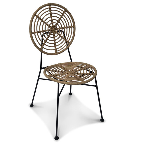 3S. x Home - Chaise d'Extérieur en Résine Beige Imitation Rotin ELECTRA - Chaise Et Tabouret Et Banc Design