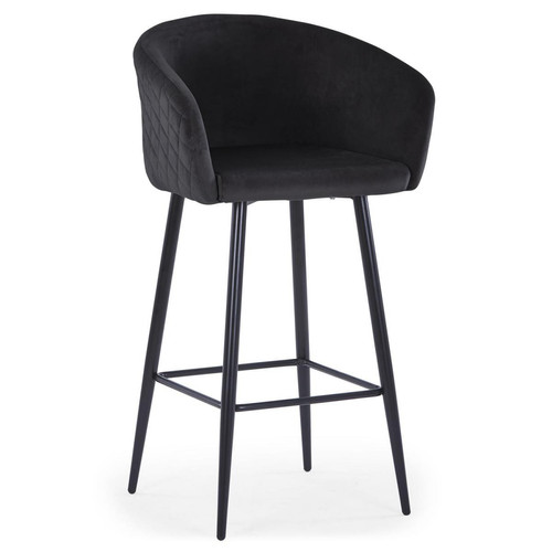 3S. x Home - Chaise de bar Velours Noir VENUS - Chaise Et Tabouret Et Banc Design