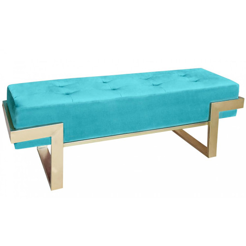3S. x Home - Banquette Istanbul Velours Menthe Pieds Or - Banc Design
