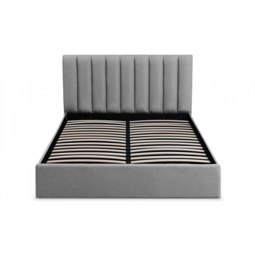 3S. x Home - Lit Coffre + Sommier Tissu Gris DREAMY 160cm - Chambre Adulte Design