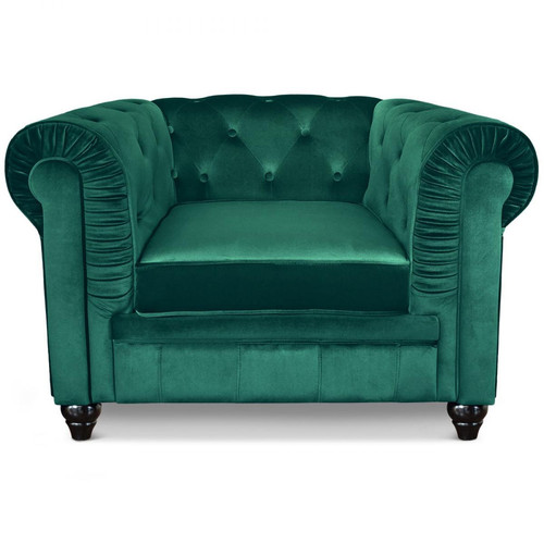 3S. x Home - Grand fauteuil  Velours Vert ANGOL - Fauteuil Design
