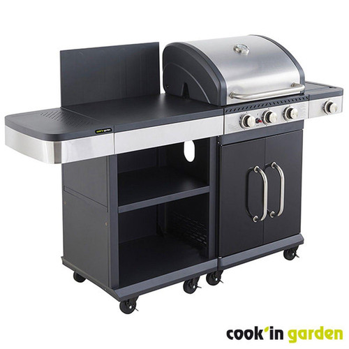 Cook'In Garden - Barbecue au Gaz 3 brûleurs + Desserte CORRYO - Sélection Mode Fête Des Pères Meuble Et Déco Design