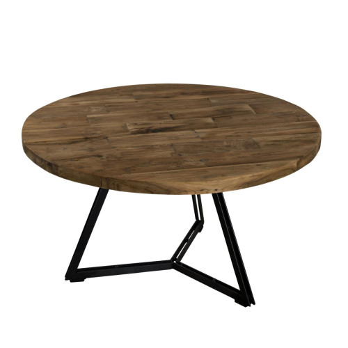 Table basse ronde bois pieds noirs 75 x 75 cm - NASAI