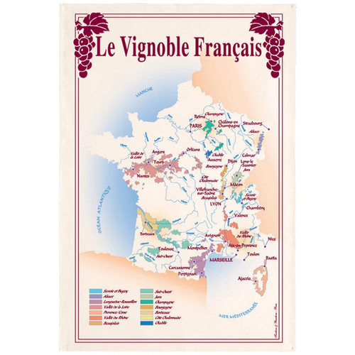 Torchon Coton Vignoble France Bordeaux 3S. x Home Linge de maison
