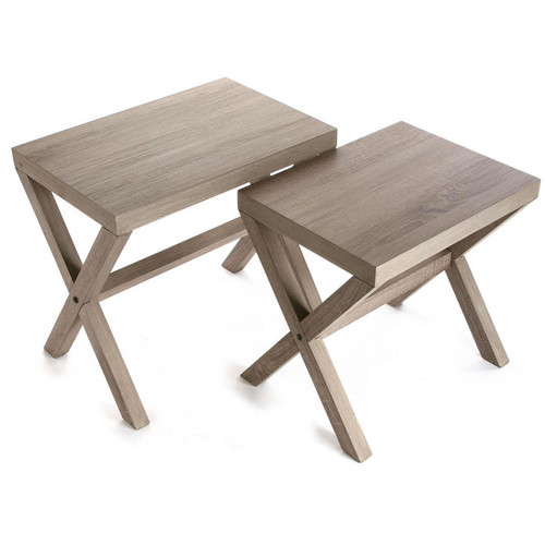 3S. x Home - Lot de 2 Tables Gigognes Bois ARONA - Table Basse Design