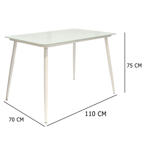 Table de Repas en Verre Blanc 110X70cm Blanc 3S. x Home Meuble & Déco