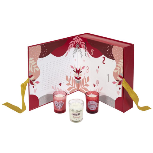 3S. x Home - Lot de 5 Bougies Parfumées Calendrier Maman en verre  - Sélection cadeau de Noël La déco