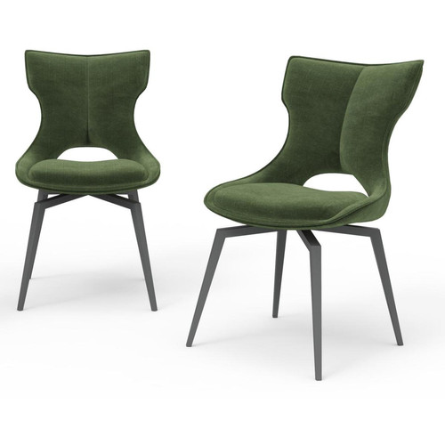 3S. x Home - Lot de 2 Chaises  Monica Vert  - Chaise Design