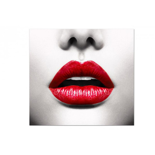 3S. x Home - Tableau Pop Visage de Femme avec Bouche Rouge 50X50 cm - Promo La Déco Design