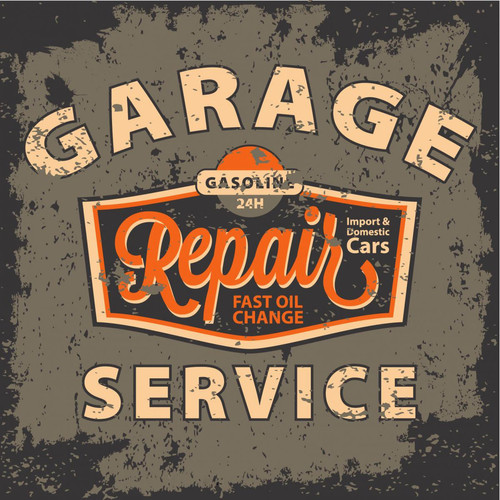 3S. x Home - Tableau Vintage Garage Repair Service 50X50 - Décoration Murale Design