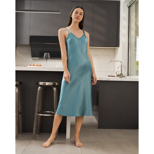 Chemise De nuit En Soie  Robe Sexy Pour Femme bleu LilySilk Mode femme