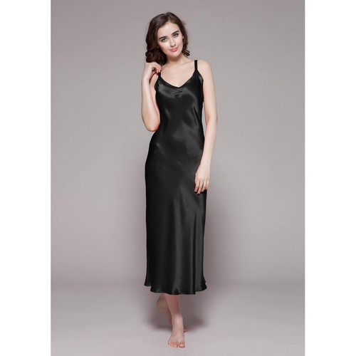 Chemise De nuit En Soie  Robe Sexy Pour Femme noir LilySilk Mode femme
