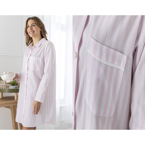 Becquet - Chemise de nuit rayée - BECQUET HOMEWEAR-rose - Loungewear Becquet