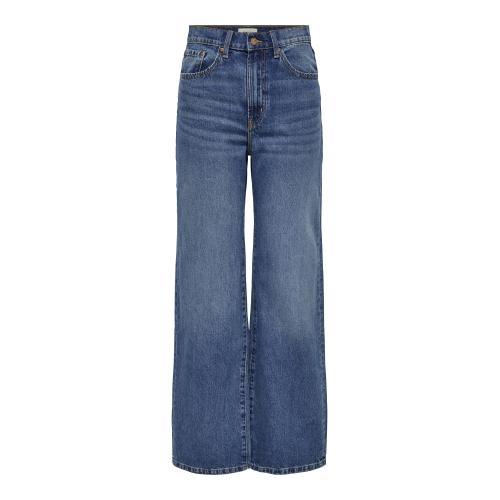 Only - Jean à jambe large braguette zippée taille haute bleu - Nouveautés jeans femme