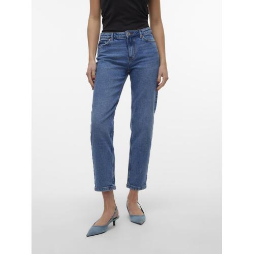 Vero Moda - Jean coupe droite fermeture à boutons et à glissière taille moyenne bleu - Nouveautés jeans femme