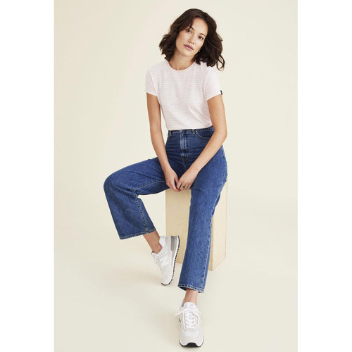 Dockers - Jean droit taille haute bleu denim en coton - Nouveautés jeans femme