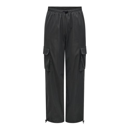 Only - Pantalon cargo fermeture à cordon taille haute gris foncé - Pantalon  femme