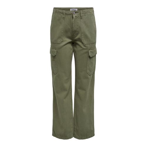 Only - Pantalon cargo taille haute vert - Pantalon  femme