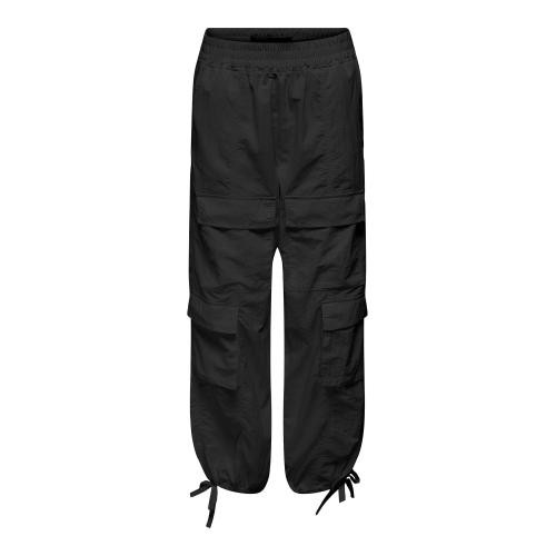 Only - Pantalon cargo taille moyenne noir - Pantalon  femme