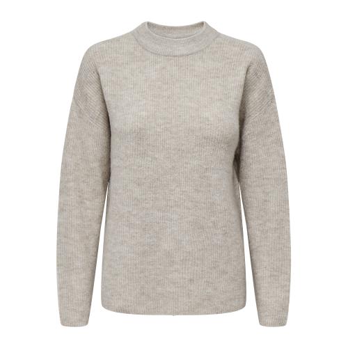 Only - Pull en maille col rond col rond gris clair - Pull femme