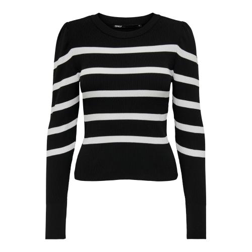 Pull en maille col rond col rond noir Lucy Only Mode femme