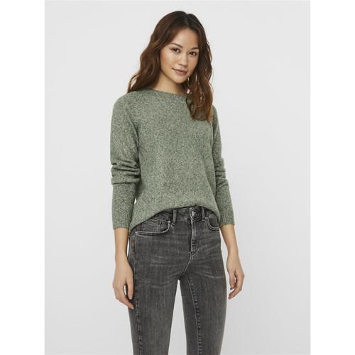 Vero Moda - Pull en maille Col rond Manches longues vert Zola - Pull femme
