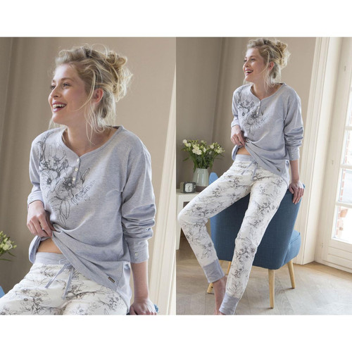Pyjama femme à fleurs - Gris en coton Becquet Mode femme