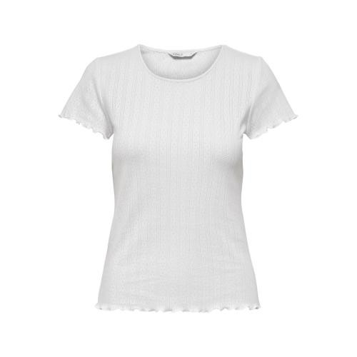 Only - T-shirt tight fit col rond manches courtes blanc - T shirts manches courtes femme blanc
