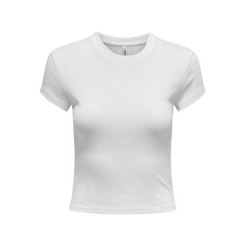 Only - T-shirt tight fit col rond manches courtes blanc - T shirts blanc