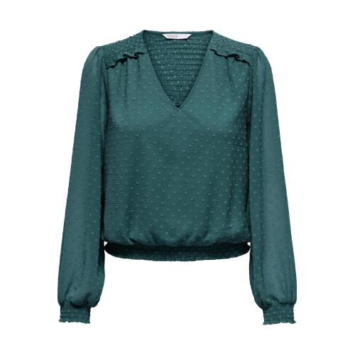 Only - Top col en v manches longues bleu turquoise - Only