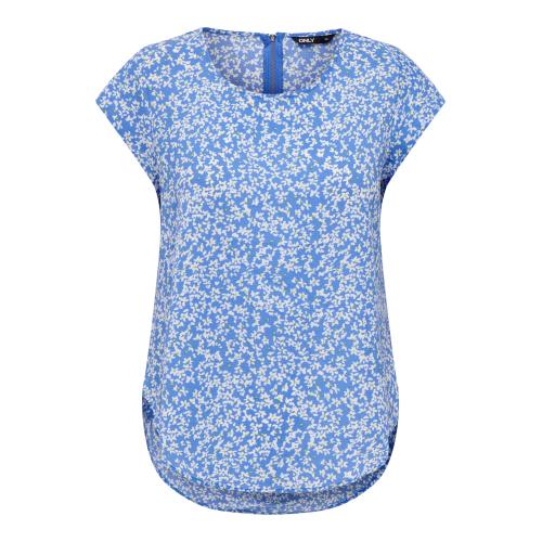 Only - Top col rond manches courtes bleu clair - Blouse, Chemise femme
