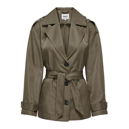 Only - Trench coat court col à revers gris moyen - Only