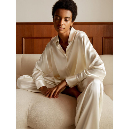 Viola Pyjama surdimensionné en soie blanc LilySilk Mode femme