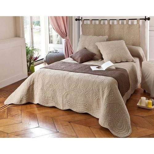 Becquet - Boutis ou couvre lit uni coton Becquet - Beige - Couvre lits jetes de lit beige