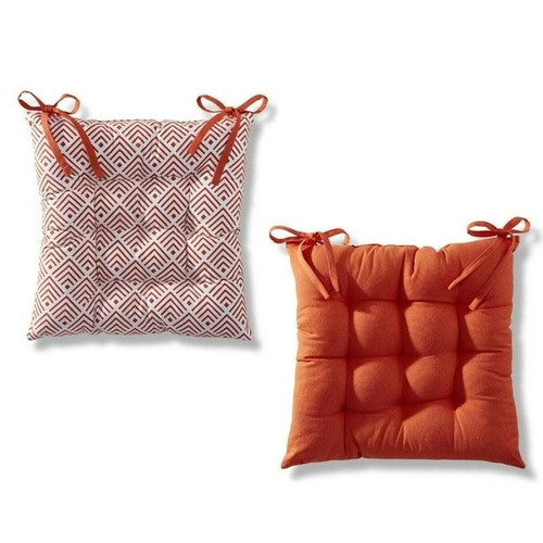 Becquet - Galette de chaise capitonnée réversible Becquet - Orange - Rideaux & déco