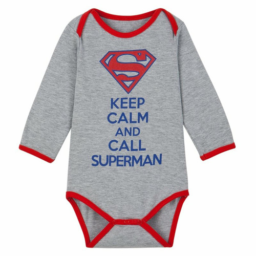 Superman - Body à manches longues bébé garçon imprimé Superman - Gris - Promo LES ESSENTIELS ENFANTS