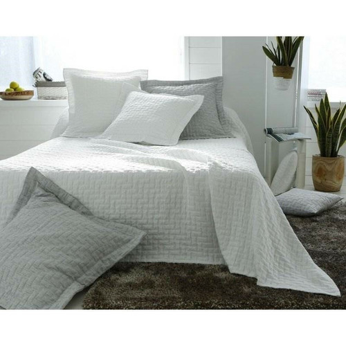 Becquet - Jeté de lit tissage jacquard floqué Becquet - Blanc - Couvre lits jetes de lit blanc