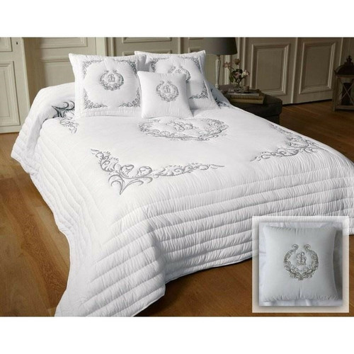 Becquet - Boutis ou jeté de canapé impression monogramme Becquet - Unique - Couvre lits jetes de lit imprime