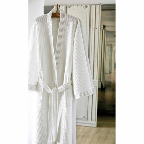 Blanc des Vosges - Peignoir bain col kimono coton nid d'abeille 300 grm² femme Ma Blanc des Vosges - Blanc - Linge de bain