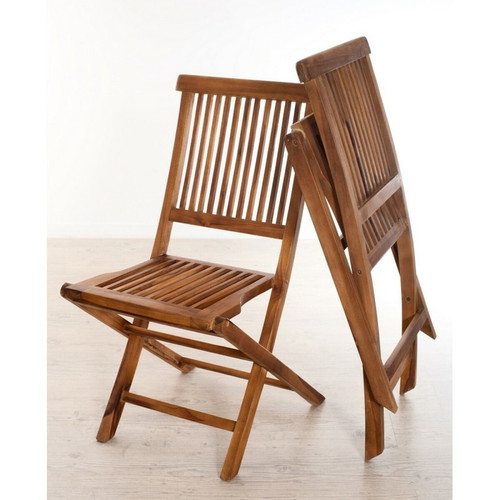 Macabane - Lot de 2 chaises pliantes en teck huilé Java - Unique - Macabane meubles & déco