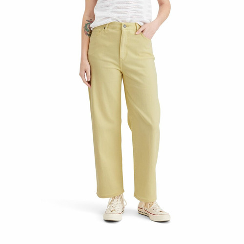 Dockers - Jean large taille haute jaune en coton - Mode femme Dockers