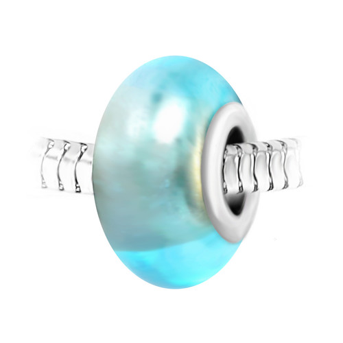Charm perle verre bleu et acier par SC Crystal  Bleu So Charm Bijoux Mode femme