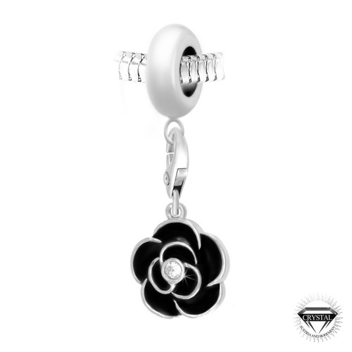 Charm perle Rose Noire orné de cristaux Swarovski par SC Crystal Paris® Noir So Charm Bijoux Mode femme