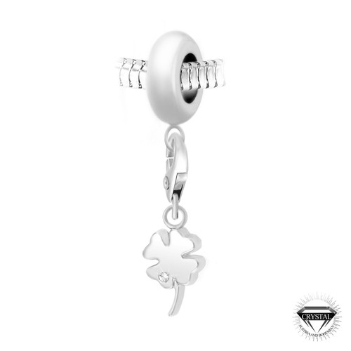 Charm perle trèfle orné de cristaux Swarovski par SC Crystal Paris® Argent So Charm Bijoux Mode femme