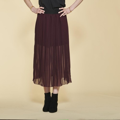 Jupe longue plissée taille élastique femme - Lie De Vin rouge 3 SUISSES Mode femme