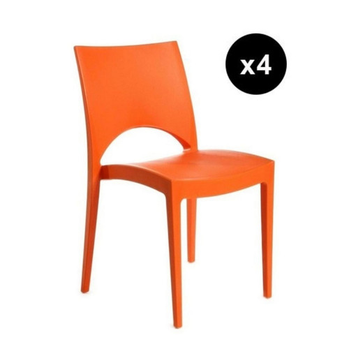 3S. x Home - Lot De 4 Chaises Design Orange Venise - Collection Contemporaine Meuble Deco Design