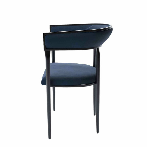Chaise de salle à manger design en velours Aurore bleu marine  POTIRON PARIS