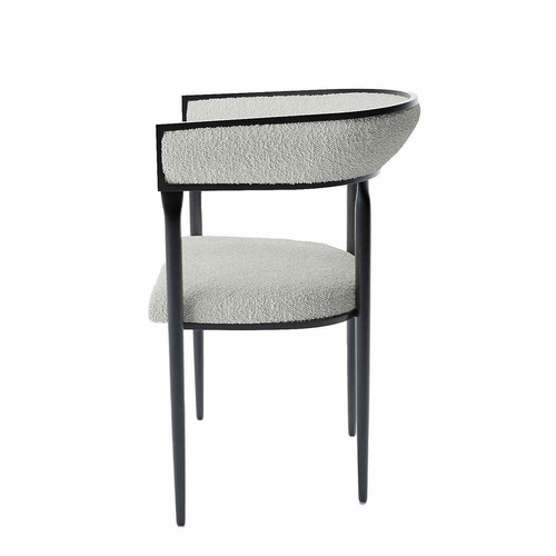 Chaise de salle à manger design en tissu bouclette Aurore blanche  POTIRON PARIS